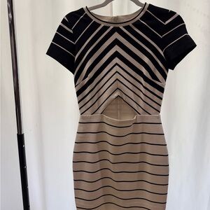 bec + bridge Black and Tan Chevron Mini Dress